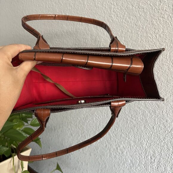 Brown Dooney & Bourke Cognac Leather Janine Satchel Bag Purse Brown Denison - Picture 8 of 8